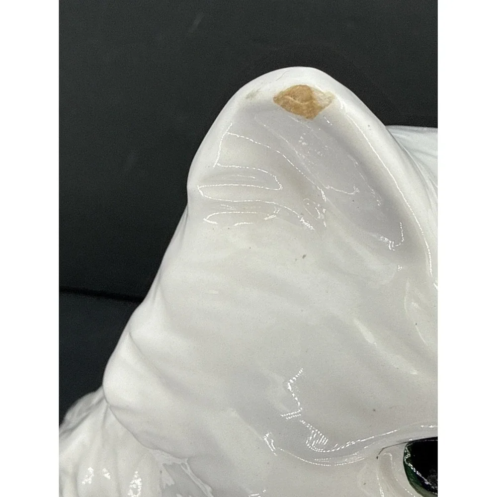 Vintage Ceramic Cat Toilet Brush Holder Organizer White Kitty 11